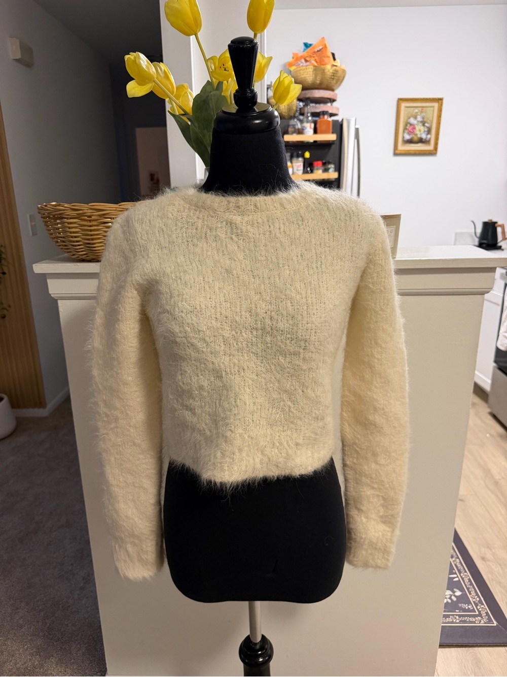 Frame Ivory Fuzzy Crewneck Sweater Alpaca & Wool